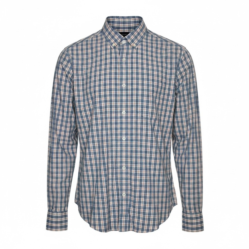 J Crew Button Down Shirt Long Sleeve Plaid Blue Cotton Men Size‎ Medium